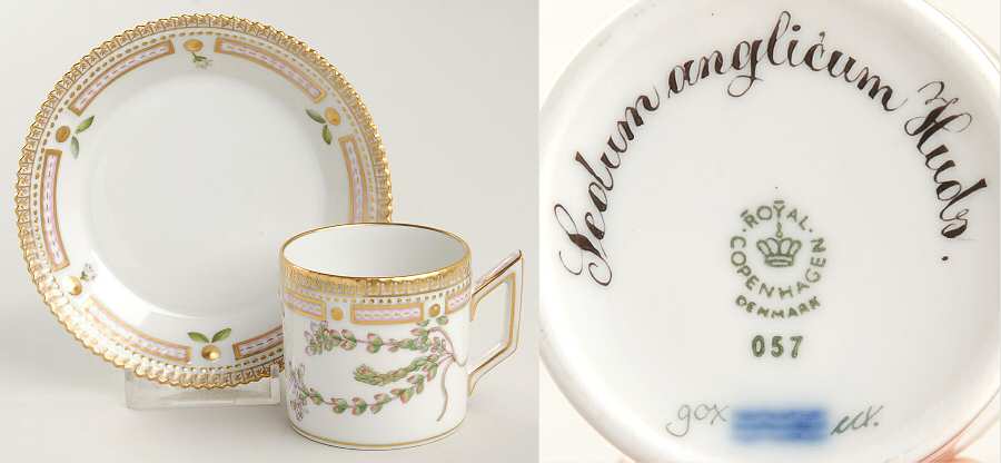 Flora Danica (1961 To Current) Flat Demitasse Cup & Saucer-Sedum anglicum Huds