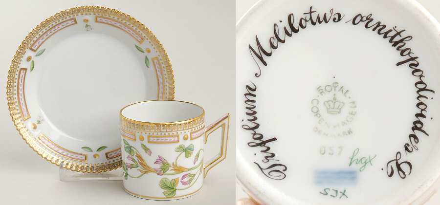 Flora Danica (1961 To Current) Flat Demitasse Cup & Saucer-Trifolium Melilotus or