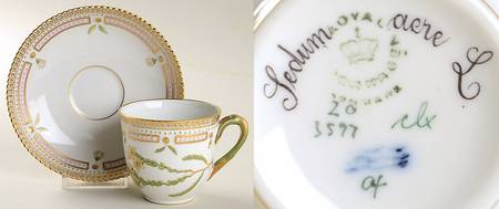 Flora Danica (1961 To Current) Flat Cup & Saucer Set-Sedum acre L.