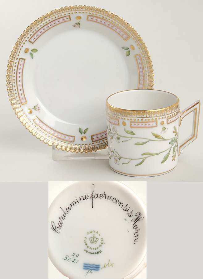 Flora Danica (1961 To Current) Flat Demitasse Cup & Saucer-Cardamine faeroeesis H