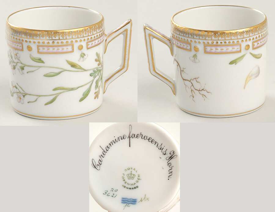 Flora Danica (1961 To Current) Flat Demitasse Cup-Cardamine faeroeesis Horn