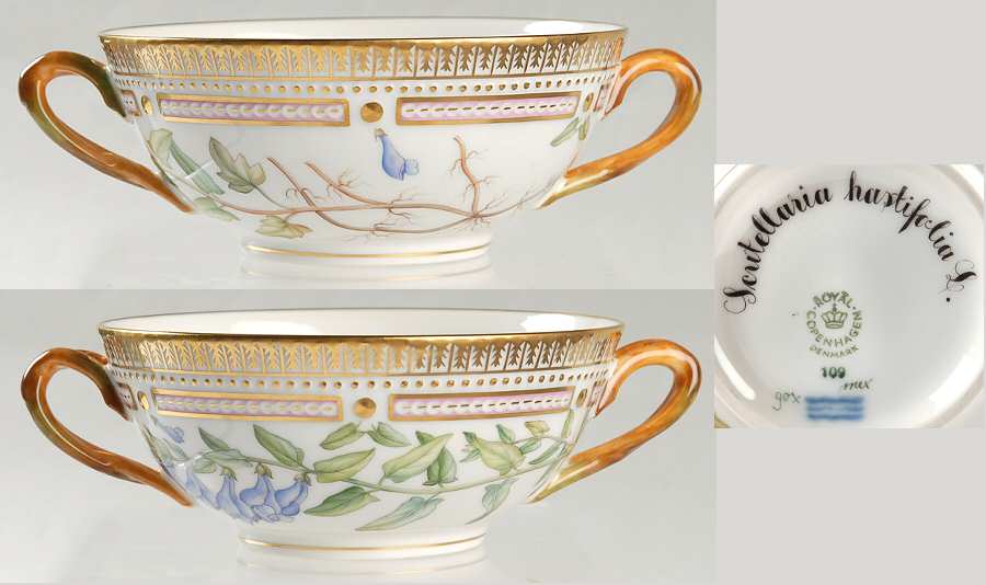 Flora Danica (1961 To Current) Flat Cream Soup Bowl-Scutellaria hastifolia L
