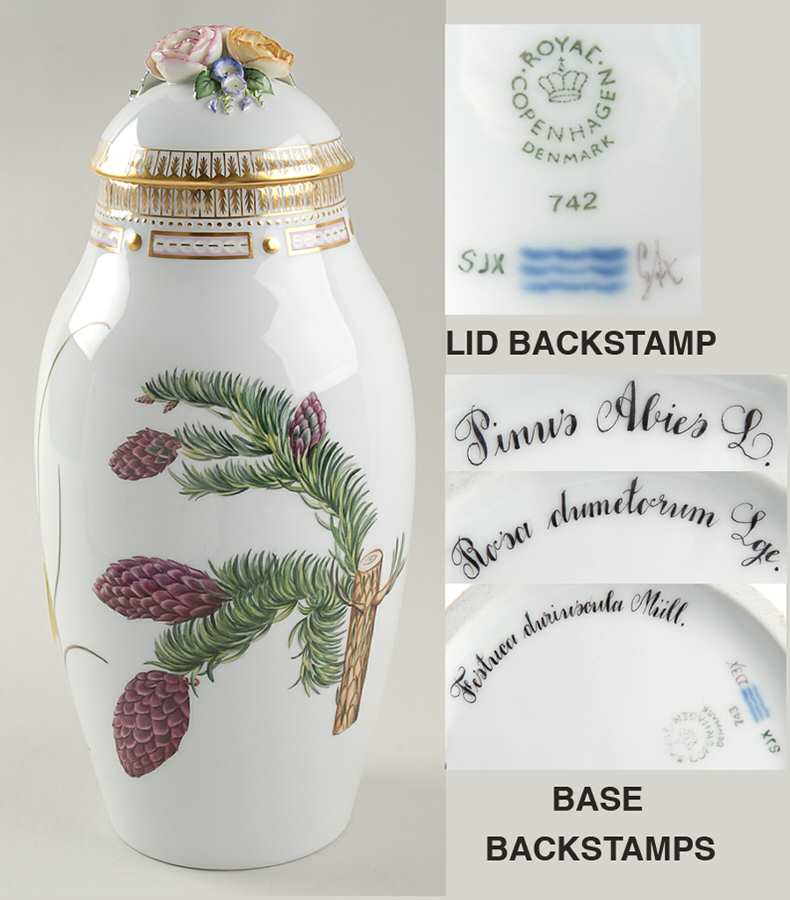 Flora Danica (1961 To Current) 13" Large Covered Vase-Winter-Ros Dum, Fes Dur, Pi