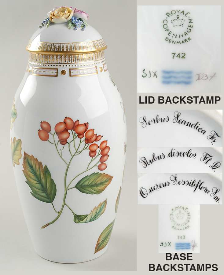 Flora Danica (1961 To Current) 13" Large Covered Vase-Autumn-Sor Sca, Rub Dis, Qu