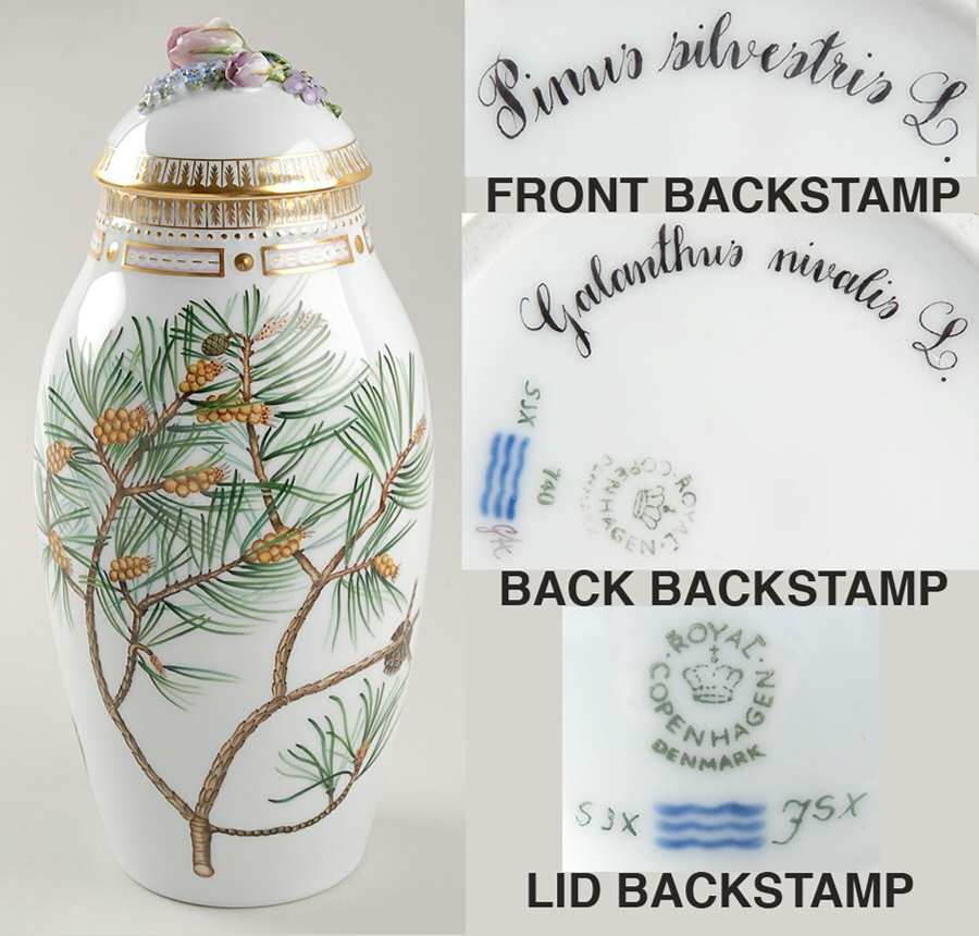Flora Danica (1961 To Current) 12" Small Covered Vase-Winter-Gal Niv, Pin Silvest