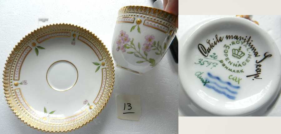 Flora Danica (1961 To Current) Flat Cup & Saucer Set-Cakile maritima Scap
