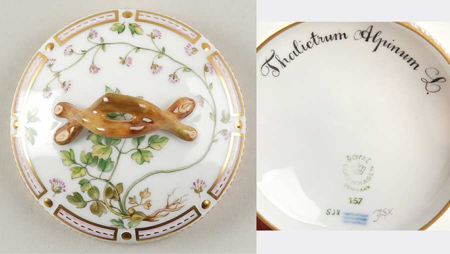 Flora Danica (1961 To Current) Lid for Small Sugar Bowl-Thalictrum Alpinum L