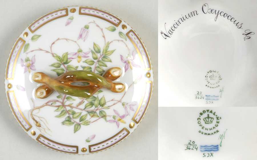 Flora Danica (1961 To Current) Lid for Small Sugar Bowl-Vaccinium Oxycoccus L