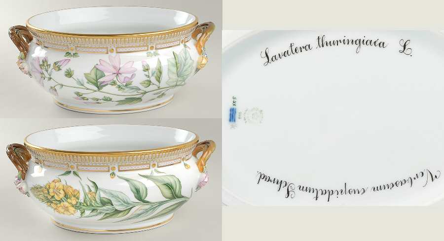 Flora Danica (1961 To Current) 5qt Oval Tureen No Lid-Lavatera Thur, Verbascum Cu