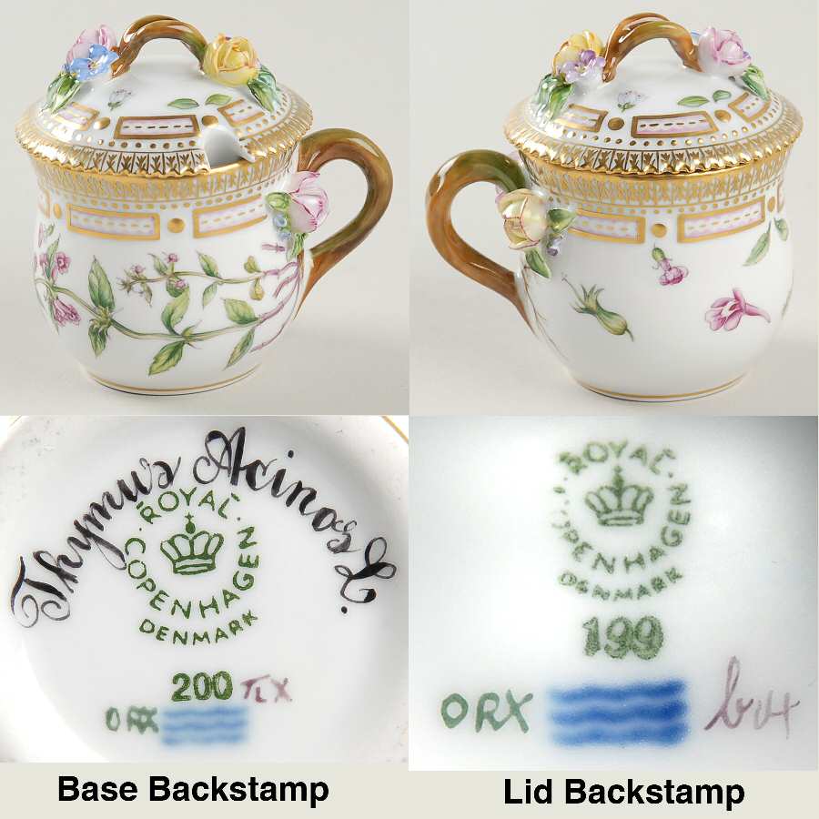 Flora Danica (1961 To Current) Mustard Pot & Lid-Thymus Acinos L