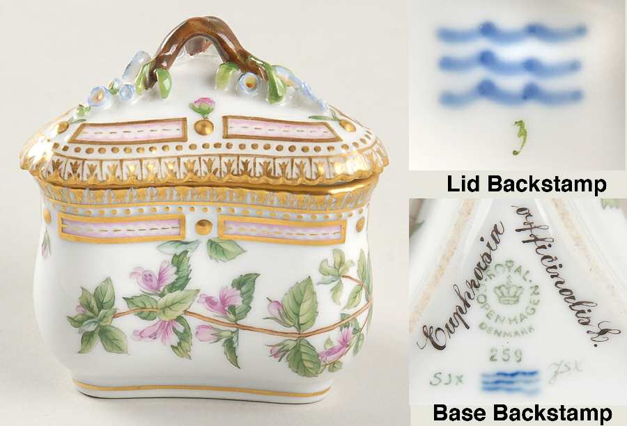 Flora Danica (1961 To Current) Triangular Custard Cup & Lid-Euphrasia officinalis