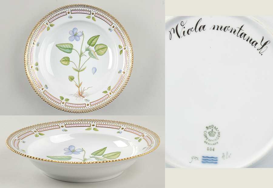 Flora Danica (1961 To Current) Rim Soup Bowl-Viola montana L