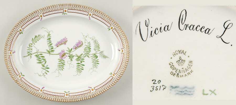 Flora Danica (1961 To Current) 14" Oval Serving Platter-Vicia Cracca L