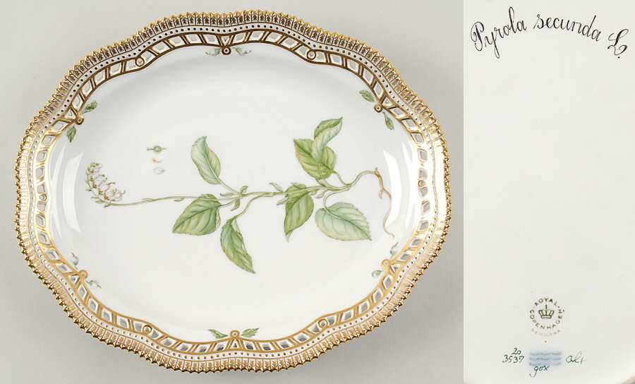 Flora Danica (1961 To Current) 10" Oval Fruit Stand-Pyrola secunda L
