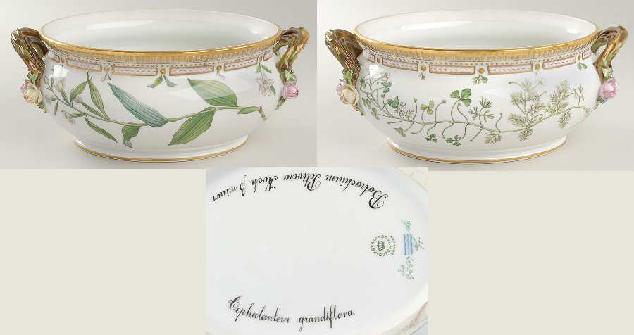 Flora Danica (1961 To Current) 4Qt Oval Tureen No Lid-Cephalantera gra,Batrachium