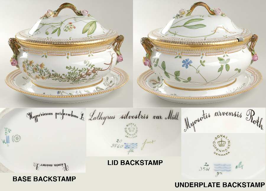 Flora Danica (1961 To Current) 5Qt Oval Tureen & Lid  w/Underplate-Hype,Lathy,Myo