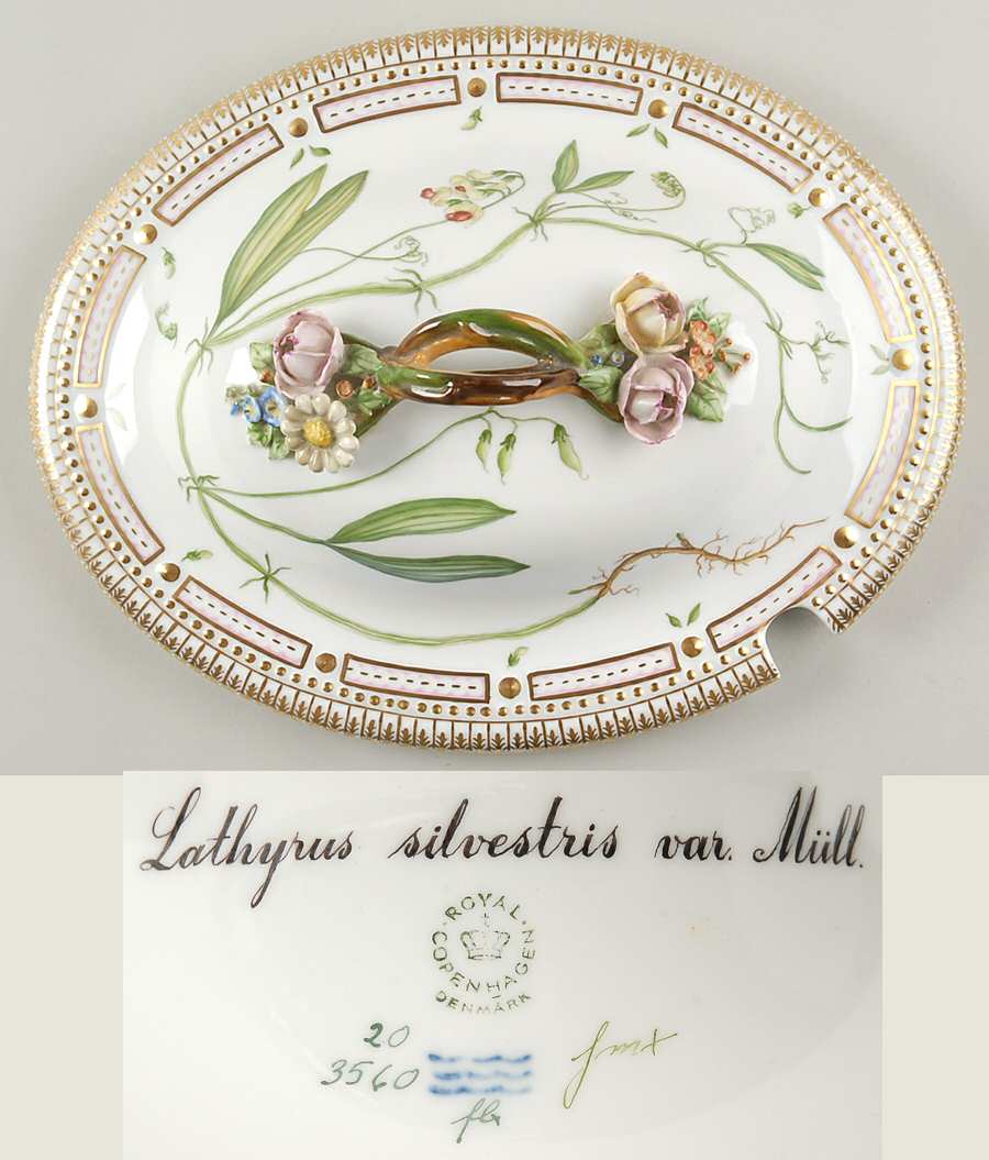 Flora Danica (1961 To Current) Lid for 5Qt Oval Tureen Lathyr,Silvestris,Var,Mull