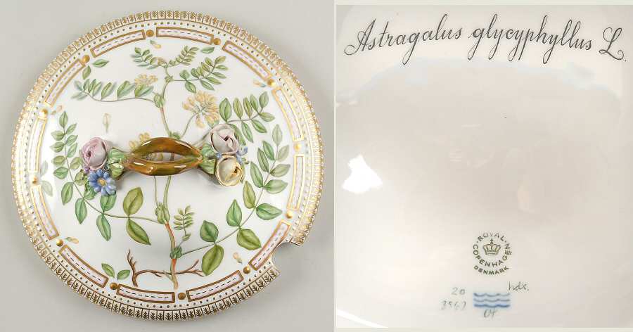 Flora Danica (1961 To Current) Lid for 3 Qt Tureen-Astragalus glycyphyllus L