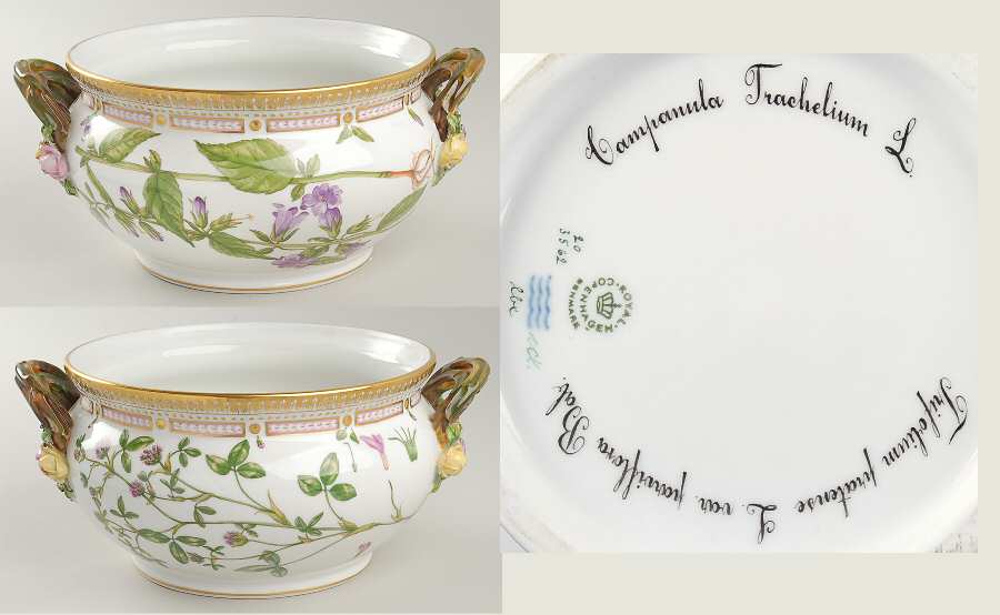 Flora Danica (1961 To Current) 3 Qt Tureen No Lid-Campanula Tra, Trifolium praten