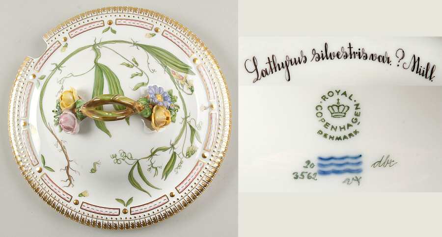 Flora Danica (1961 To Current) Lid for 3 Qt Tureen-Lathyrus silvestris var Mull