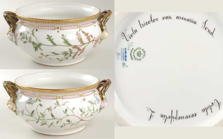 Flora Danica (1961 To Current) 3 Qt Tureen No Lid-Viola tricolor, Cotula coronopi