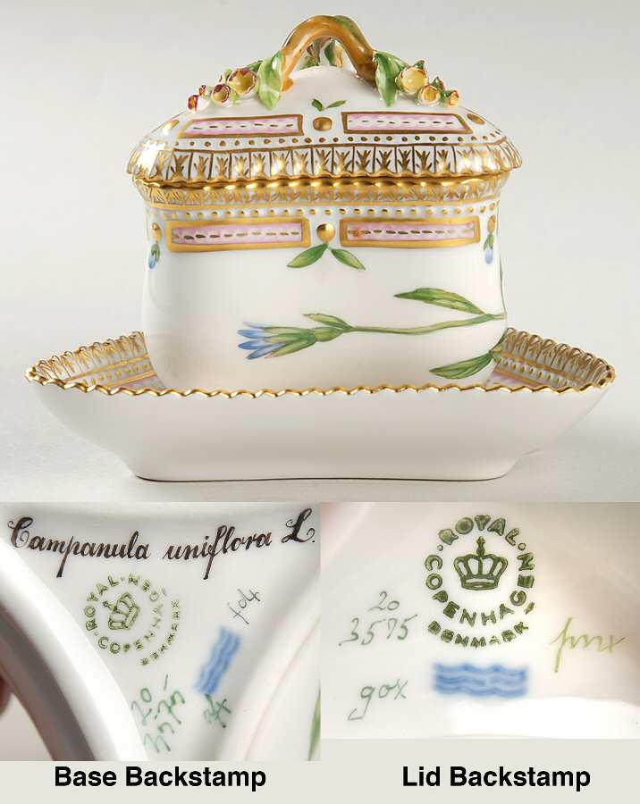 Flora Danica (1961 To Current) Triangular Custard Cup, Saucer & Lid-Campanula uni