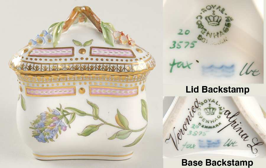 Flora Danica (1961 To Current) Triangular Custard Cup & Lid-Veronica alpina L