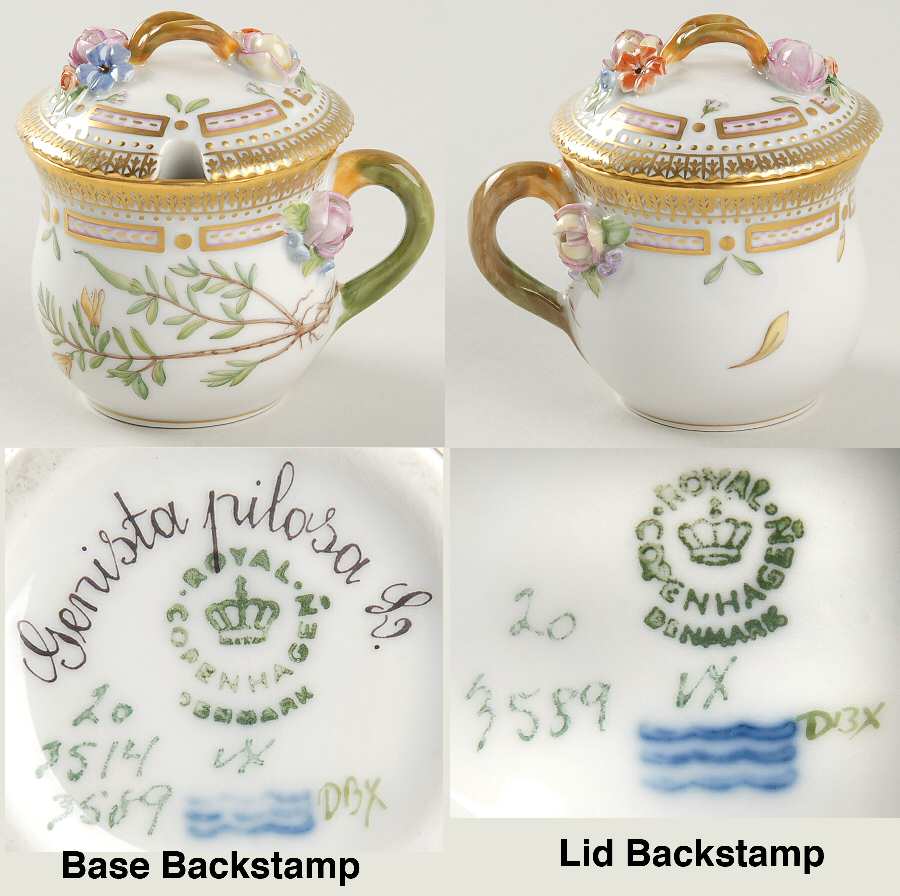 Flora Danica (1961 To Current) Mustard Pot & Lid-Genista pilosa L