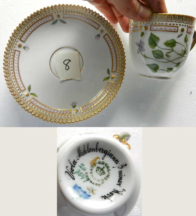 Flora Danica (1961 To Current) Flat Cup & Saucer Set-Viola Muhlenbergiana B minor