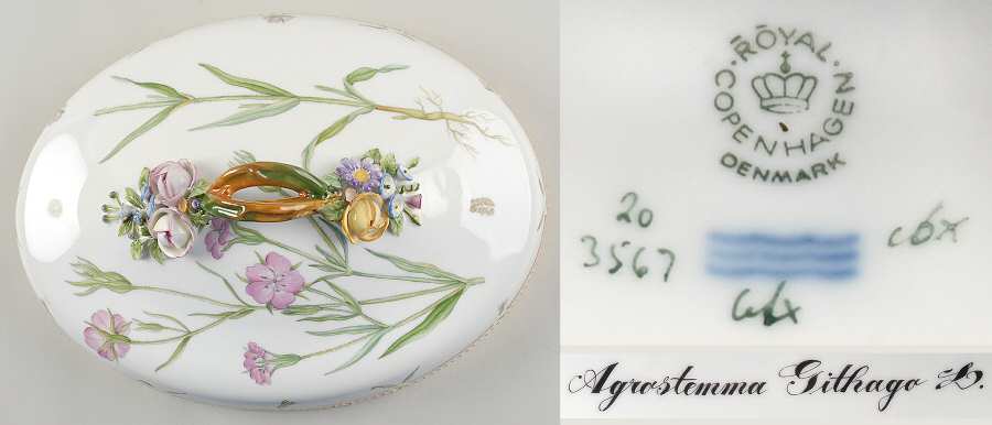 Flora Danica (1961 To Current) Lid for Oval Vegetable-Agrostemma Githago L