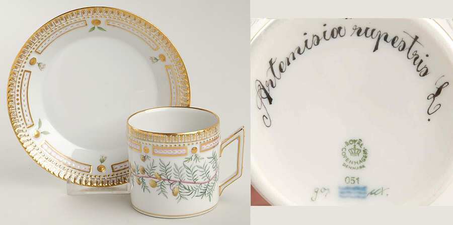 Flora Danica (1961 To Current) Chocolate Cup & Smooth Saucer-Artemisia rupestris