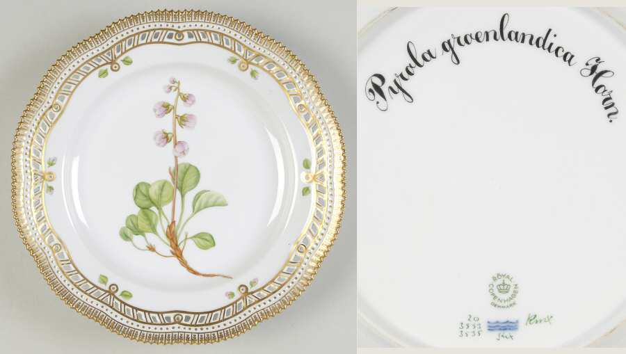Flora Danica (1961 To Current) 10" Pierced Dinner Plate/Fruit Std-Pyrola groenlan