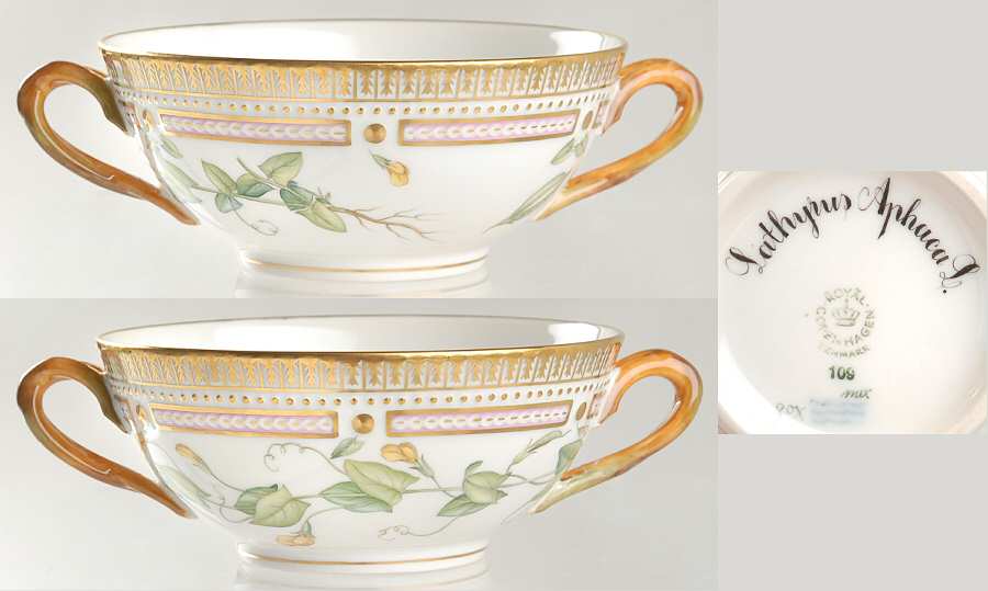 Flora Danica (1961 To Current) Flat Cream Soup Bowl-Lathyrus Aphaca L