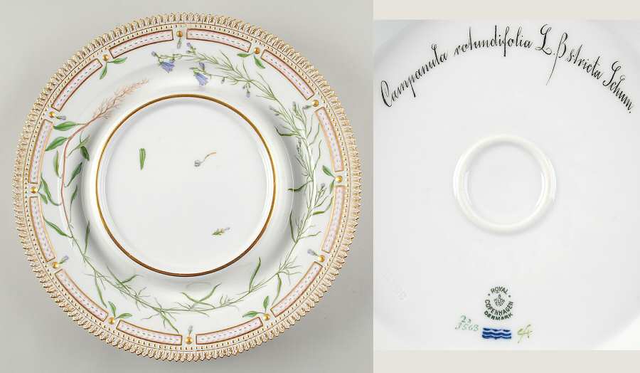 Flora Danica (1961 To Current) Tureen underplate-Campanula rotundifolia L B stric