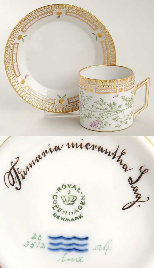 Flora Danica (1961 To Current) Chocolate Cup & Smooth Saucer-Fumaria micrantha La