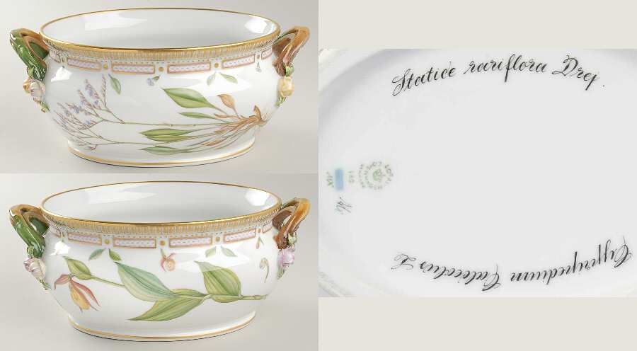 Flora Danica (1961 To Current) 3Qt Oval Tureen No Lid-Statice rari, Cypripedium C
