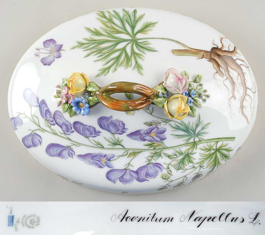 Flora Danica (1961 To Current) Lid for Oval Vegetable-Aconitum Napellus L