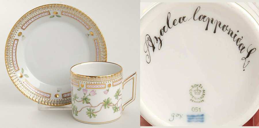 Flora Danica (1961 To Current) Chocolate Cup & Smooth Saucer-Azalea lapponica L