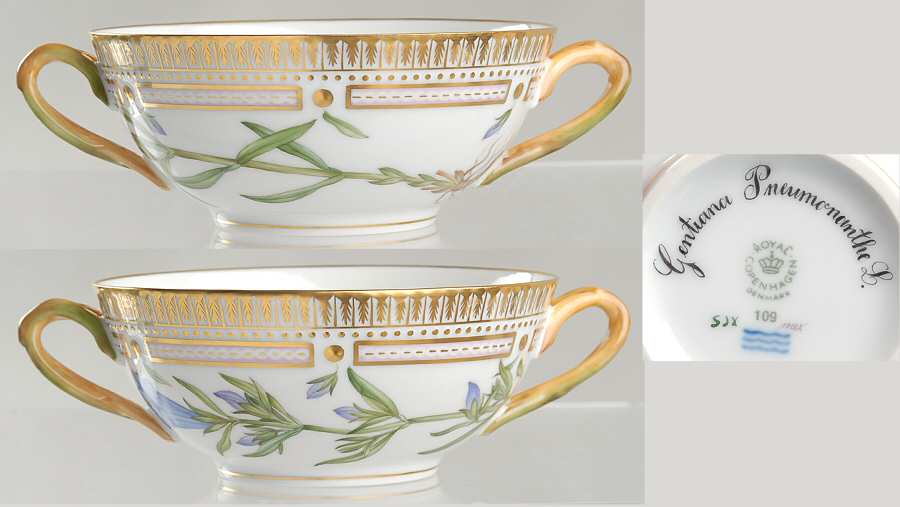 Flora Danica (1961 To Current) Flat Cream Soup Bowl-Gentiana pneumonanthe L
