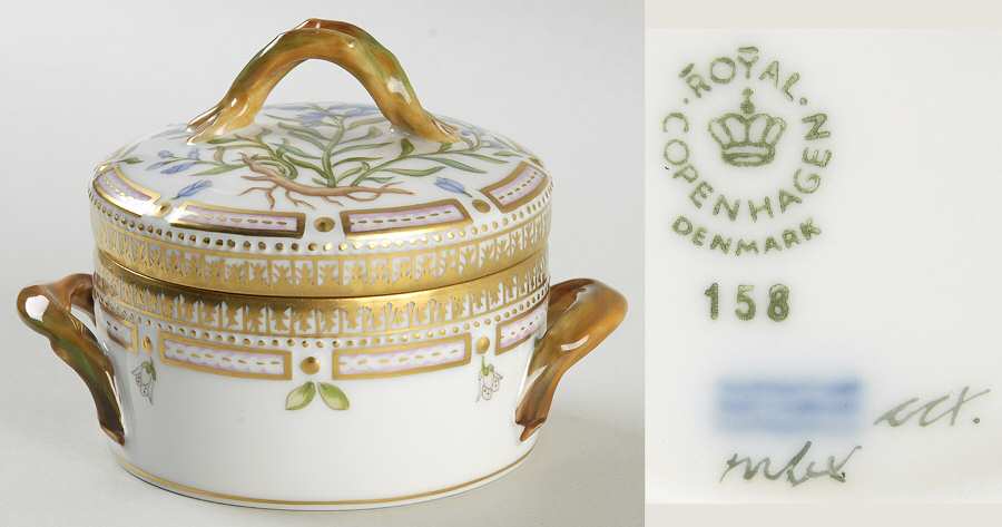 Flora Danica (1961 To Current) Small Sugar Bowl & Lid-Polygala vulgaris L