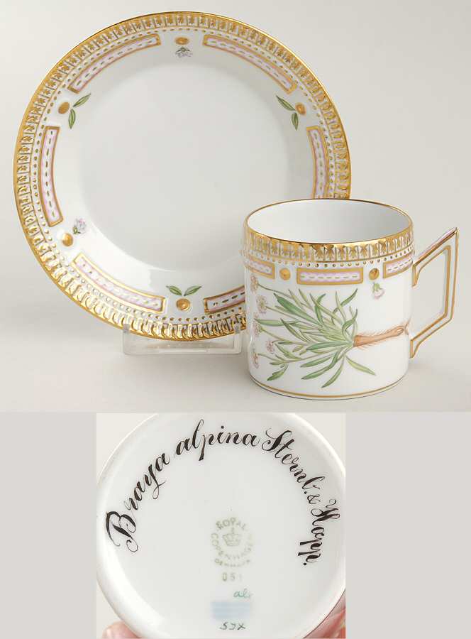 Flora Danica (1961 To Current) Chocolate Cup & Smooth Saucer-Braya alpina Sternb