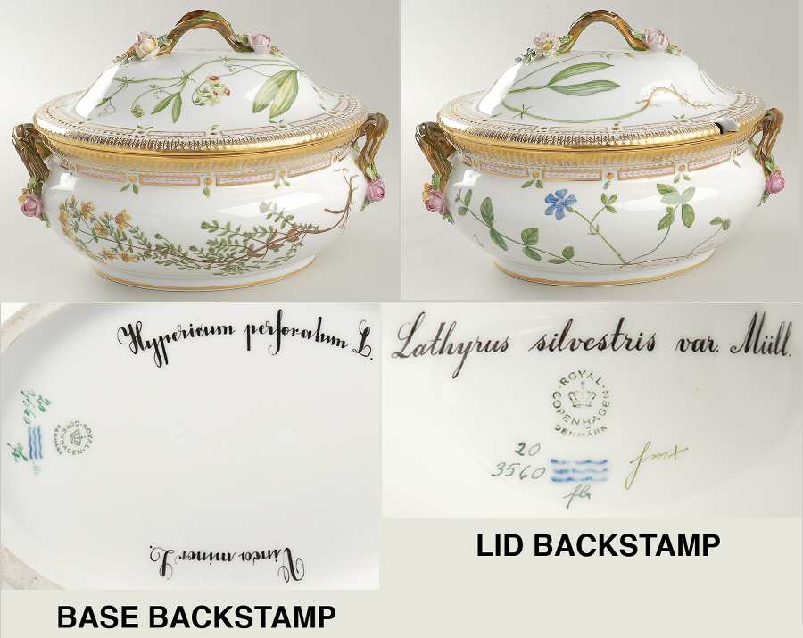 Flora Danica (1961 To Current) 5Qt Oval Tureen & Lid-Hyper Vinco, Lathyrus silves