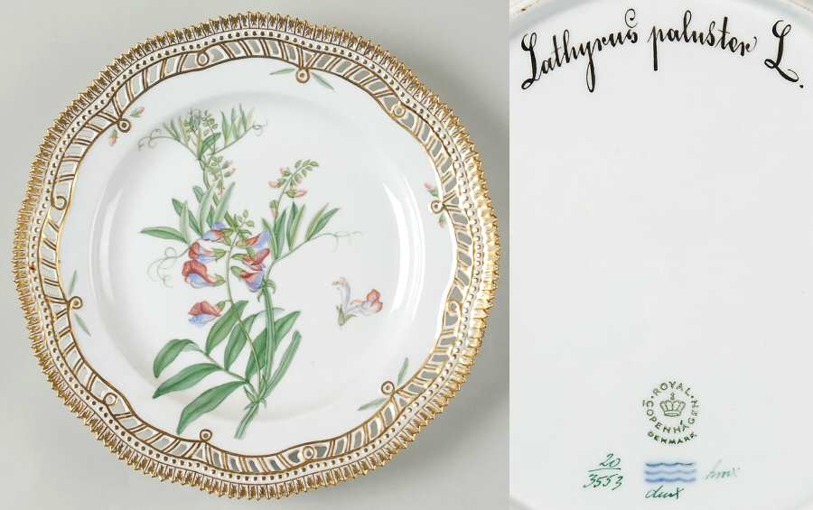 Flora Danica (1961 To Current) 10" Pierced Dinner Plate/Fruit Std-Lathyrus palust