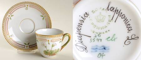 Flora Danica (1961 To Current) Flat Cup & Saucer Set-Diapensia lapponica L