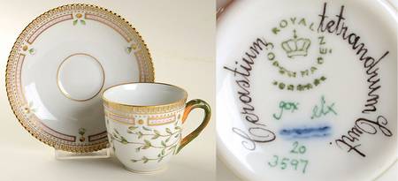 Flora Danica (1961 To Current) Flat Cup & Saucer Set-Cerastium tetrandrum Curt.