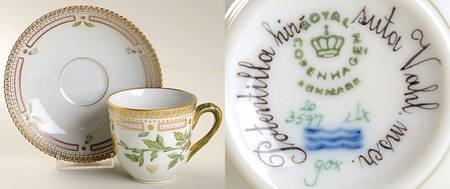 Flora Danica (1961 To Current) Flat Cup & Saucer Set-Potentilla hirsuta Vahl mser