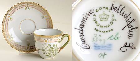 Flora Danica (1961 To Current) Flat Cup & Saucer Set-Cardamine bellidifolia L.