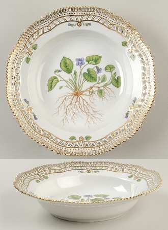 Flora Danica (1961 To Current) Pierced Large Rim Soup Bowl-Viola odorata L.