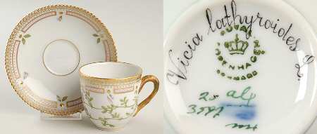 Flora Danica (1961 To Current) Flat Cup & Saucer Set-Vicia lathyroioles L.