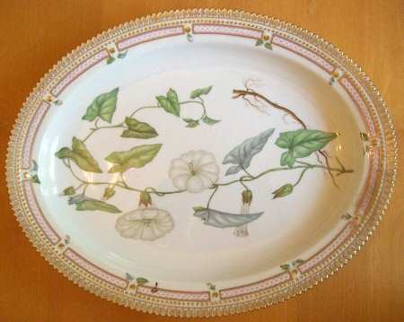 Flora Danica (1961 To Current) 15" Oval Serving Platter-Convolvolus sepium L